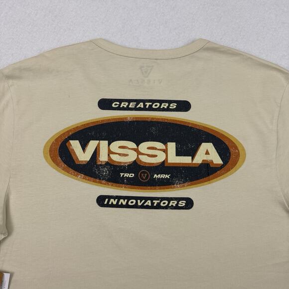 Vissla Vintage Wash Logo T-Shirt Mens Medium Bone Organic Cotton NWT - Picture 7 of 9
